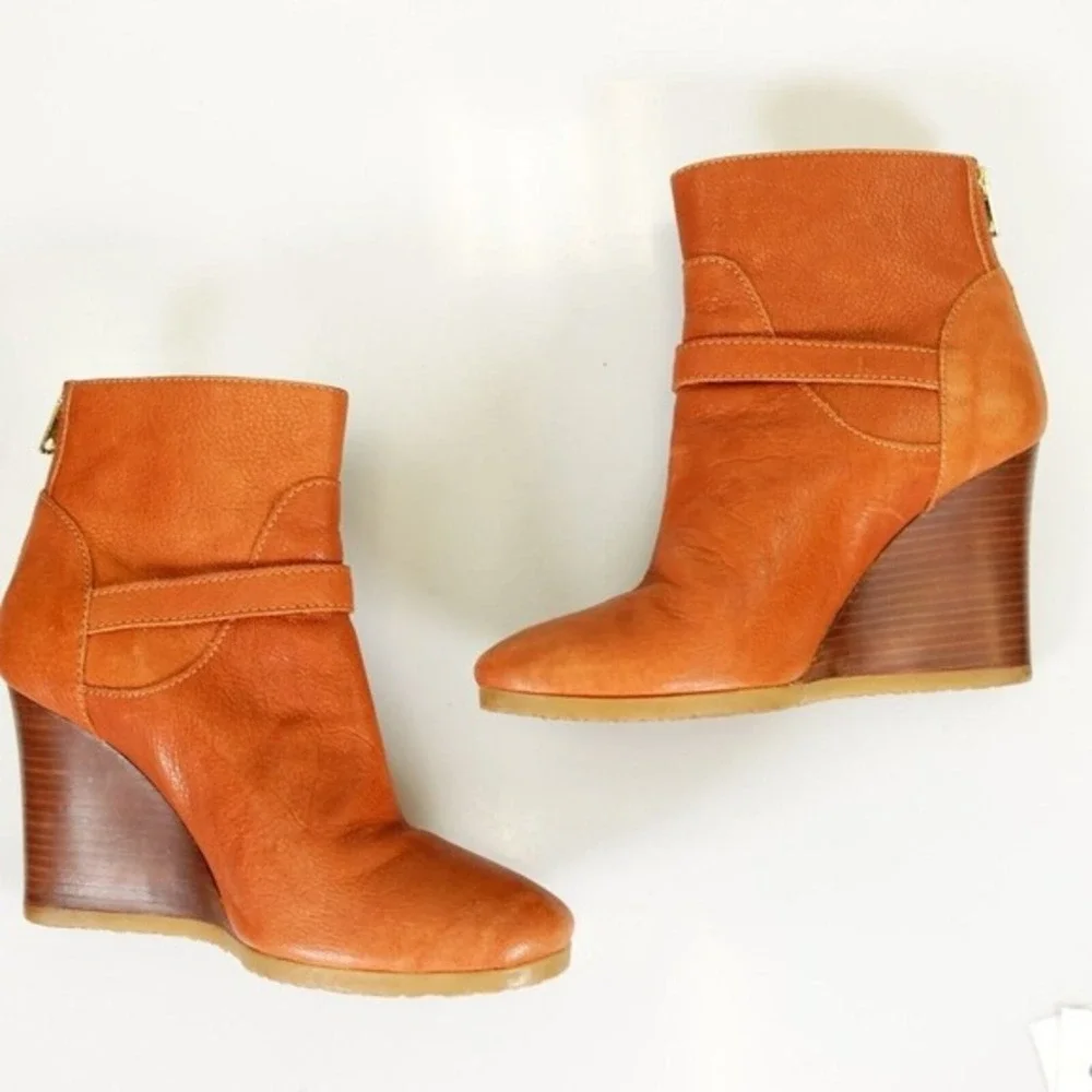 Y2K J Crew Womens Wedge Boots‎ 8.5 Brown Western Boho Indie Leather Booties